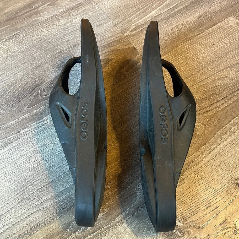Oofos Ooriginal Thong Sandals Black Recovery Slides‎ Mens 13 EU 46
